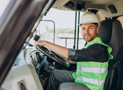 male worker with bulldozer sand quarry 1